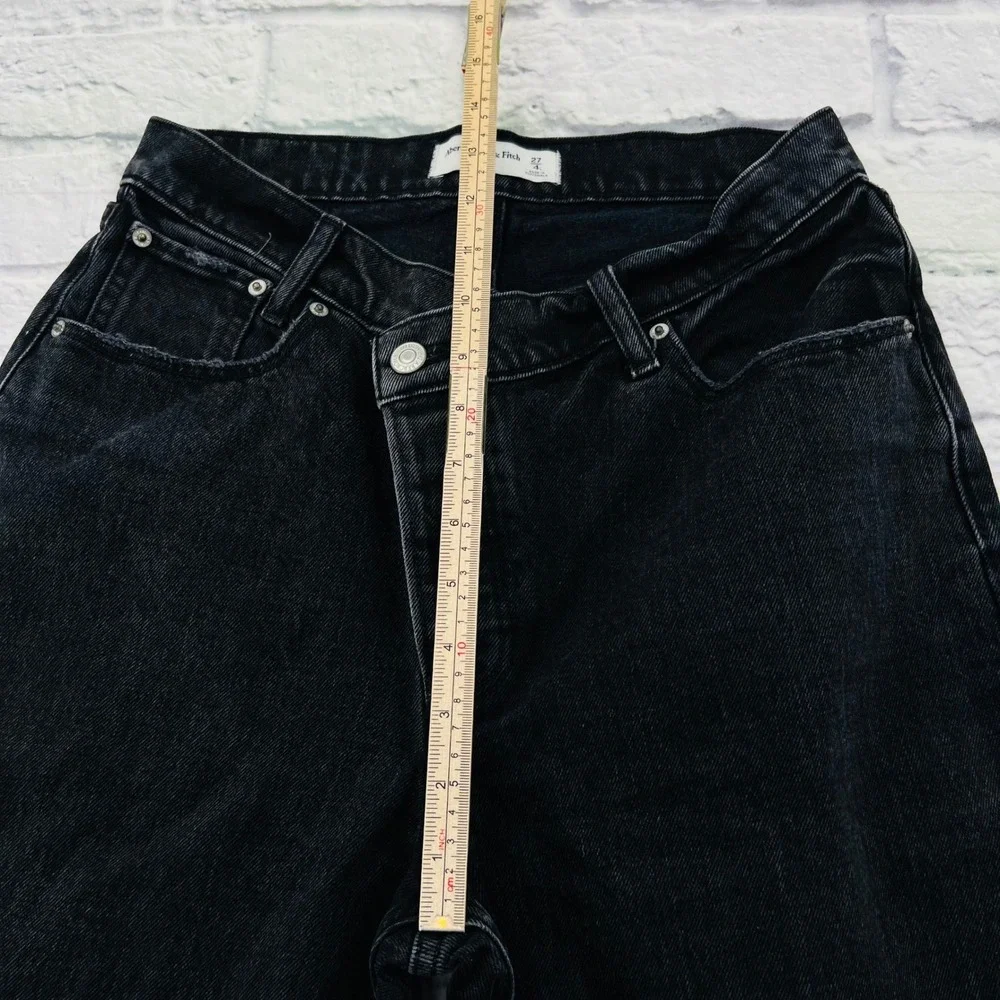 Abercrombie Fitch 4L/27 The Dad High Rise Black Crossover Buttonfly Jeans